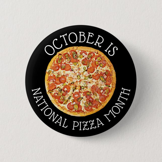 Badge Rond 5 Cm Octobre est le mois national de la pizza (Devant)