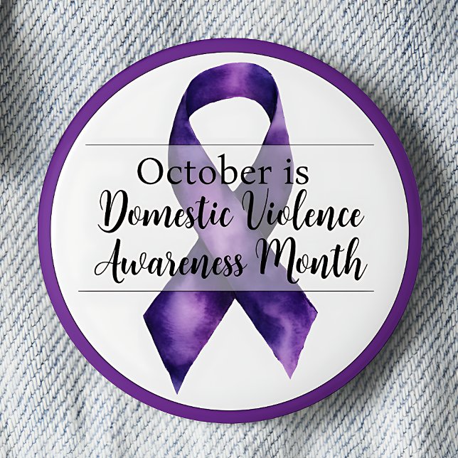 Badge Rond 5 Cm Octobre Mois de sensibilisation à la violence dome (October is Domestic Violence Awareness Month pinback button.)