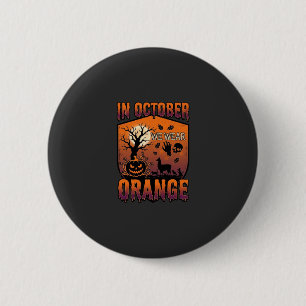 Badge Rond 5 Cm Octobre Nous Portons Orange Halloween Citrouille L