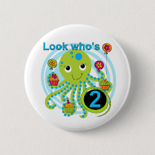 Badge Rond 5 Cm Octopus 2e anniversaire T-shirts et cadeaux