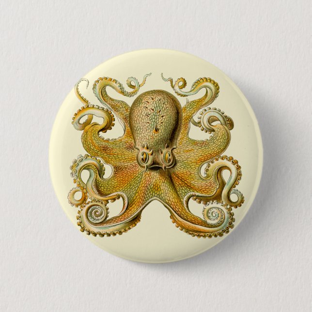 Badge Rond 5 Cm Octopus illustration antique monstre marin (Devant)