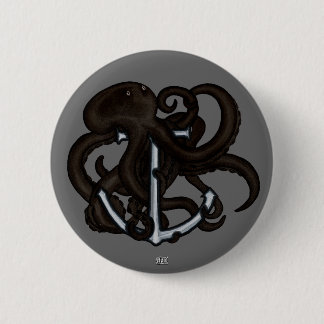 Badge Rond 5 Cm Octopus noir sur l'Ancre