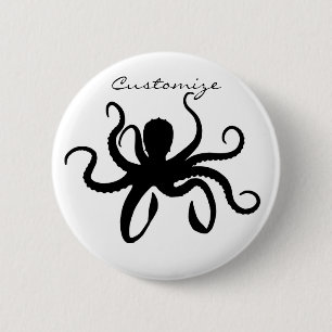 Badge Rond 5 Cm Octopus Silhouette Thunder_Cove Classic