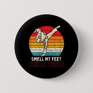 Badge Rond 5 Cm Odeur Pieds fille Ponytail Kick Karate Taekwondo K