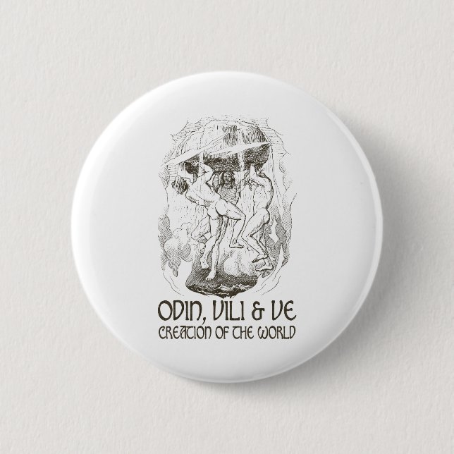 Badge Rond 5 Cm Odin, Vili et le VE (Devant)