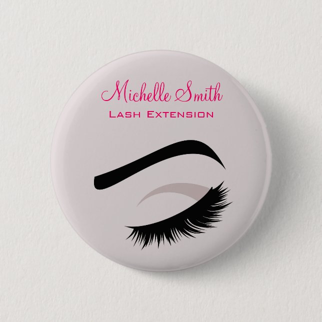 Badge Rond 5 Cm OEil avec de longs cils extension marque (Devant)