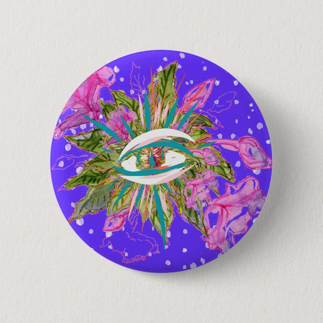 Badge Rond 5 Cm OEil de fleurs de balsam (Devant)