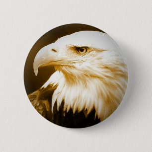 Badge Rond 5 Cm Oeil d'Eagle chauve d'Américain