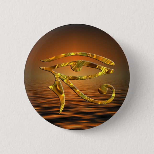 Badge Rond 5 Cm OEil d'Horus - OR (Devant)