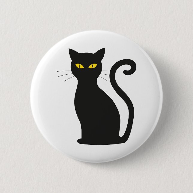 Badge Rond 5 Cm oeil noir du chat (Devant)