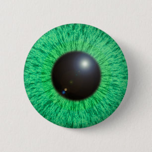 Badge Rond 5 Cm Oeil vert-bleu avec le bouton de fusée
