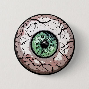 Badge Rond 5 Cm Oeil vert déplaisant - bouton