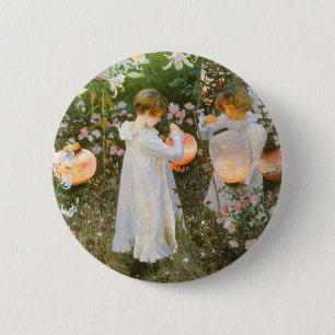 Badge Rond 5 Cm Œillet, Lys, Lys, Rose de John Singer Sargent