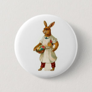 Badge Rond 5 Cm Oeuf Cook Bunny Vintage de Pâques