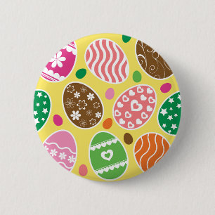 Badge Rond 5 Cm OEufs de Pâques colorés Motif Jaune Arrière - plan