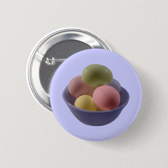 Badge Rond 5 Cm Oeufs de Pâques dans un bol (Devant & derrière)