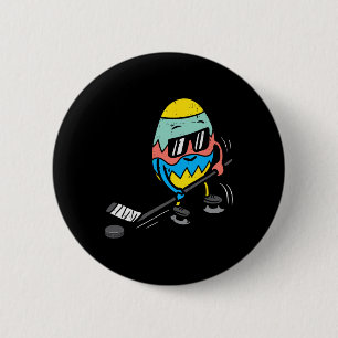 Badge Rond 5 Cm Oeufs de Pâques Jouer Ice Hockey Cute Sports Homme