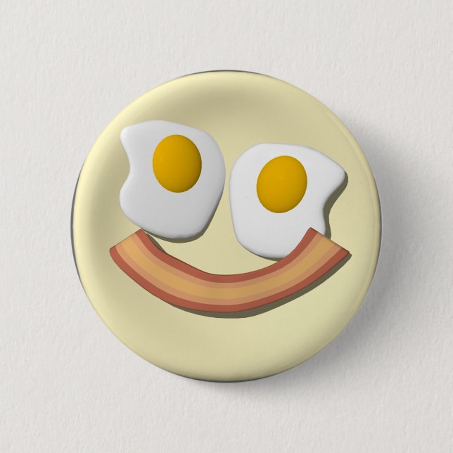 Badge Rond 5 Cm Oeufs et visage de lard. (Devant)