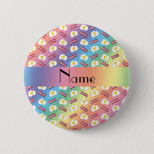 Badge Rond 5 Cm Oeufs nommés personnalisés de lard d'arc-en-ciel