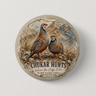 Badge Rond 5 Cm Œuvre d'art de couple de perdrix chukar