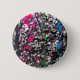 Badge Rond 5 Cm Œuvre d'art en marbre noir, rose, vert, bleu