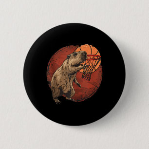 Badge Rond 5 Cm Oeuvre De Basket-Ball Lover Capybara Drawi
