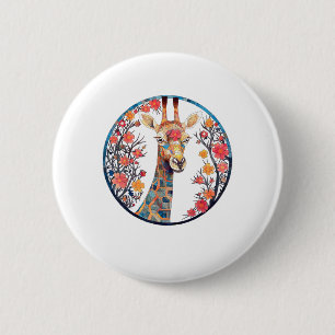Badge Rond 5 Cm Oeuvres d'art de Giraffe colorées - Animaux en fle