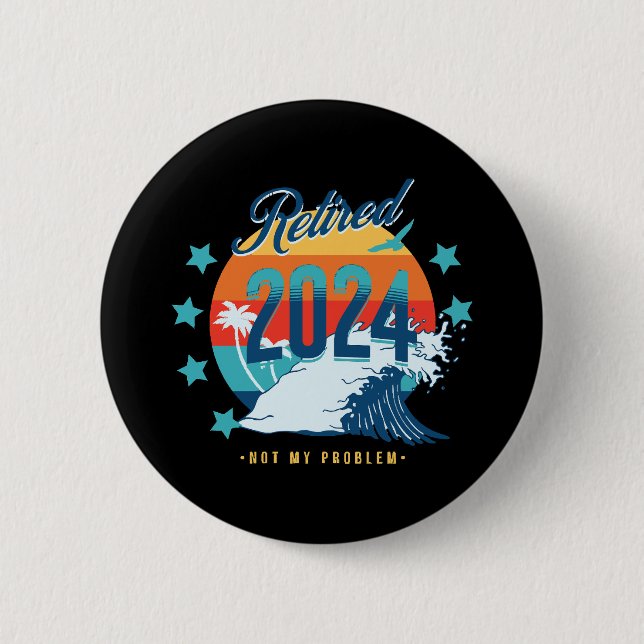 Badge Rond 5 Cm Officiellement retraité 2024 (Devant)