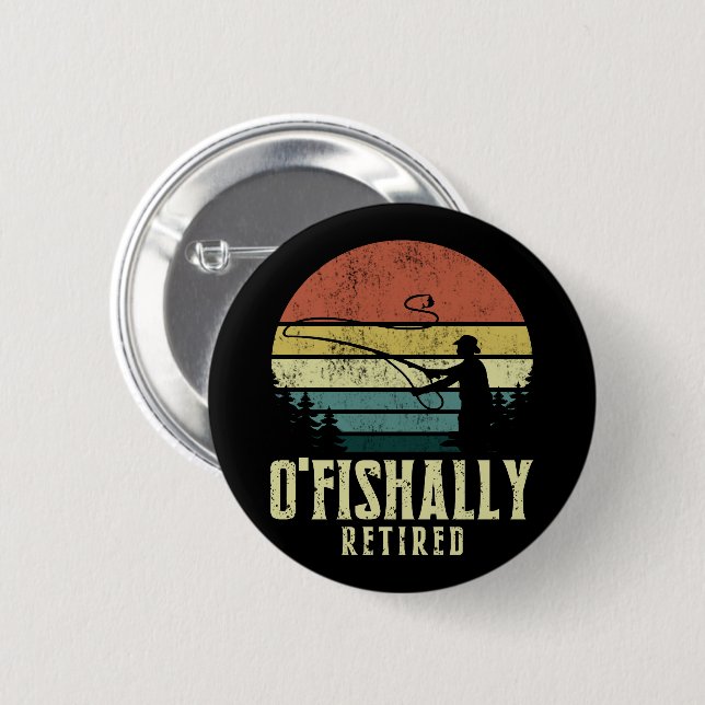 Badge Rond 5 Cm Ofish Retraité Funny Pêche retraite (Devant & derrière)