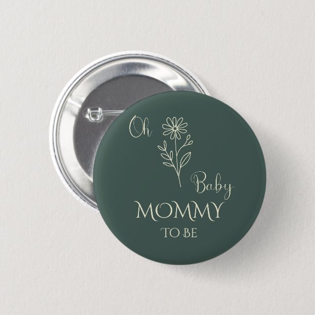 Badge Rond 5 Cm Oh Baby Minimalist Wildflower Mommy-to-be (Devant & derrière)