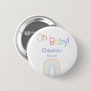 Badge Rond 5 Cm Oh Bébé ! Arc-en-ciel Coloré Futur Papa