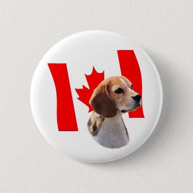 Badge Rond 5 Cm Oh Canada...et Beagle. (Devant)