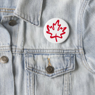 Badge Rond 5 Cm Oh Canada ! Jour Big Red Maple Leaf
