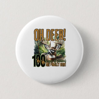 Badge Rond 5 Cm Oh Cerf 100 Jours D'école Célébration de la Chasse