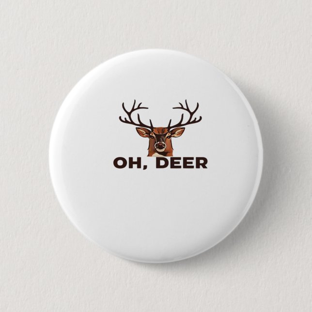 Badge Rond 5 Cm Oh Cerf Design Moderne Propre  (Devant)
