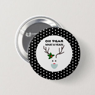 Badge Rond 5 Cm Oh Cher, quelle année drôle de renne de Noël
