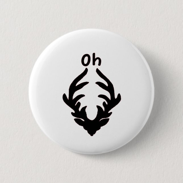 Badge Rond 5 Cm Oh Deer Artistic Clean Style  (Devant)