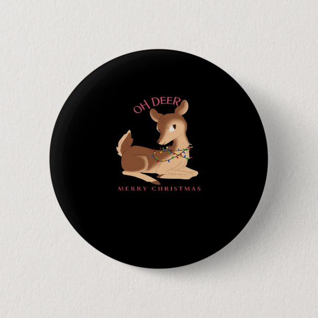 Badge Rond 5 Cm Oh Deer Christmas Modern Design  (Devant)