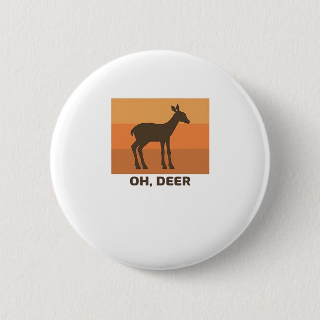 Badge Rond 5 Cm Oh Deer Classic Simple Design  (Devant)