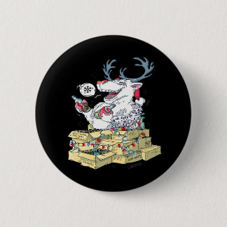 Badge Rond 5 Cm Oh Deer Drunk Reindeer Celebrating Christmas Festi