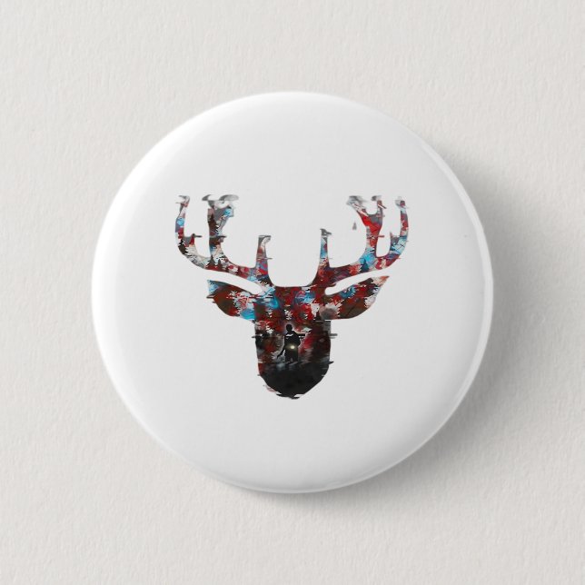 Badge Rond 5 Cm Oh Deer Minimal Style  (Devant)