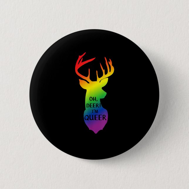 Badge Rond 5 Cm Oh Deer Queer Pride Celebration Funny LGBT Gift  (Devant)