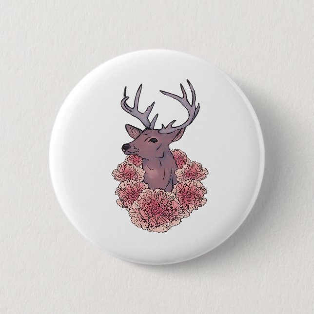 Badge Rond 5 Cm Oh Deer Trendy Minimal Aesthetic  (Devant)