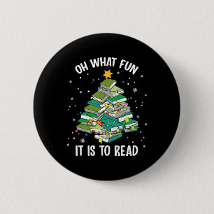 Badge Rond 5 Cm Oh Quel Amusement C'Est De Lire L'Arbre De Noël L'