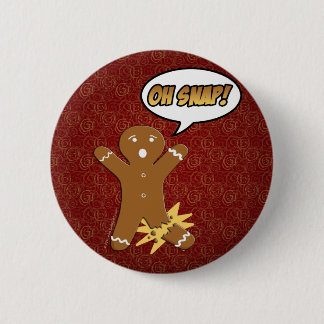 Badge Rond 5 Cm Oh rupture ! Bonhomme en pain d'épice drôle