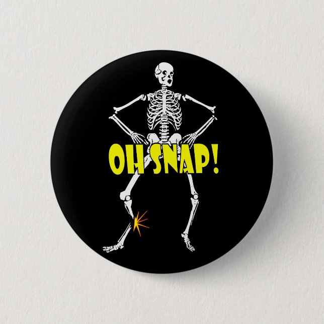 Badge Rond 5 Cm Oh Snap, Funny Skeleton Halloween (Devant)