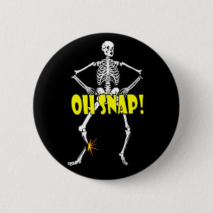 Badge Rond 5 Cm Oh Snap, Funny Skeleton Halloween