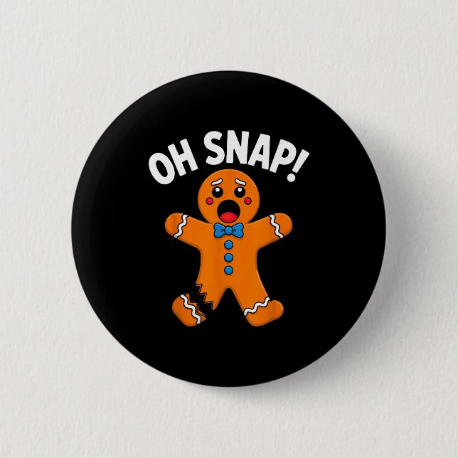 Badge Rond 5 Cm Oh Snap Gingerbread Man Xmas Boys Girls Kids Adult (Devant)