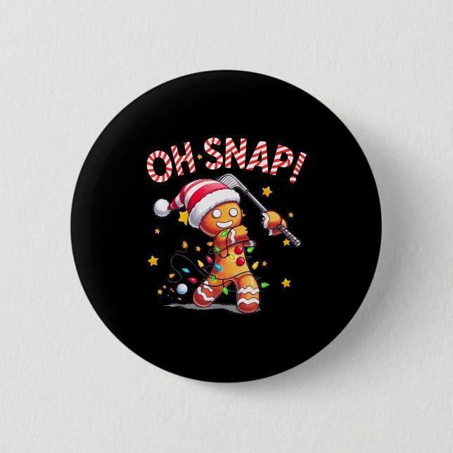 Badge Rond 5 Cm Oh Snap Gingerbreadman Xmas Golfer Golf Christmas  (Devant)