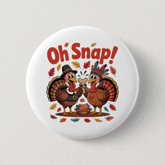Badge Rond 5 Cm Oh Snap ! Jeu de l'os à moelle Pèlerin Dinde Améri